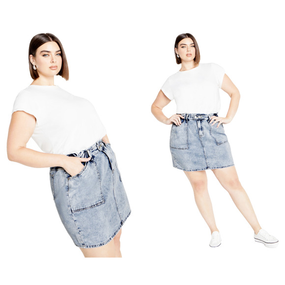 *NEW* CITY CHIC Cali Denim Skirt Light Denim Size 24 NWT - Picture 1 of 9